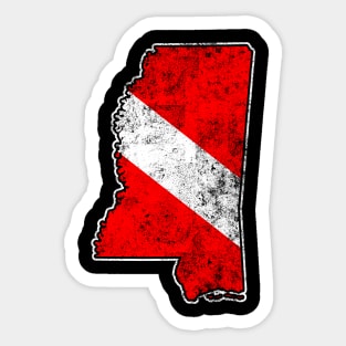 Mississippi Dive Flag Scuba Diving State Map Dive Flag Distressed Sticker